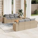 VIDAXL Salon de jardin avec coussins 7 pcs beige resine tressee