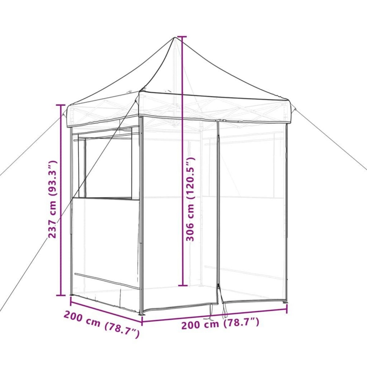 VIDAXL Tente de reception pliable escamotable avec 4 parois laterales