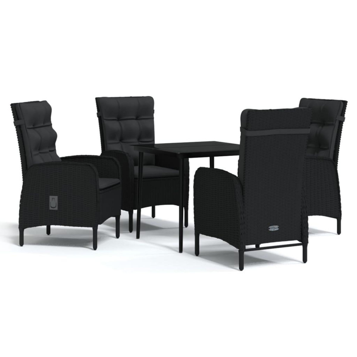 VIDAXL Ensemble a manger de jardin avec coussins 5 pcs Noir