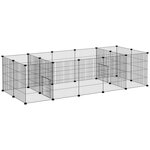 PAWHUT Parc enclos modulable petits animaux lapins rongeurs chiots - 18 panneaux en fil d'acier - 2 portes - 175L x 70l x 45H cm - noir