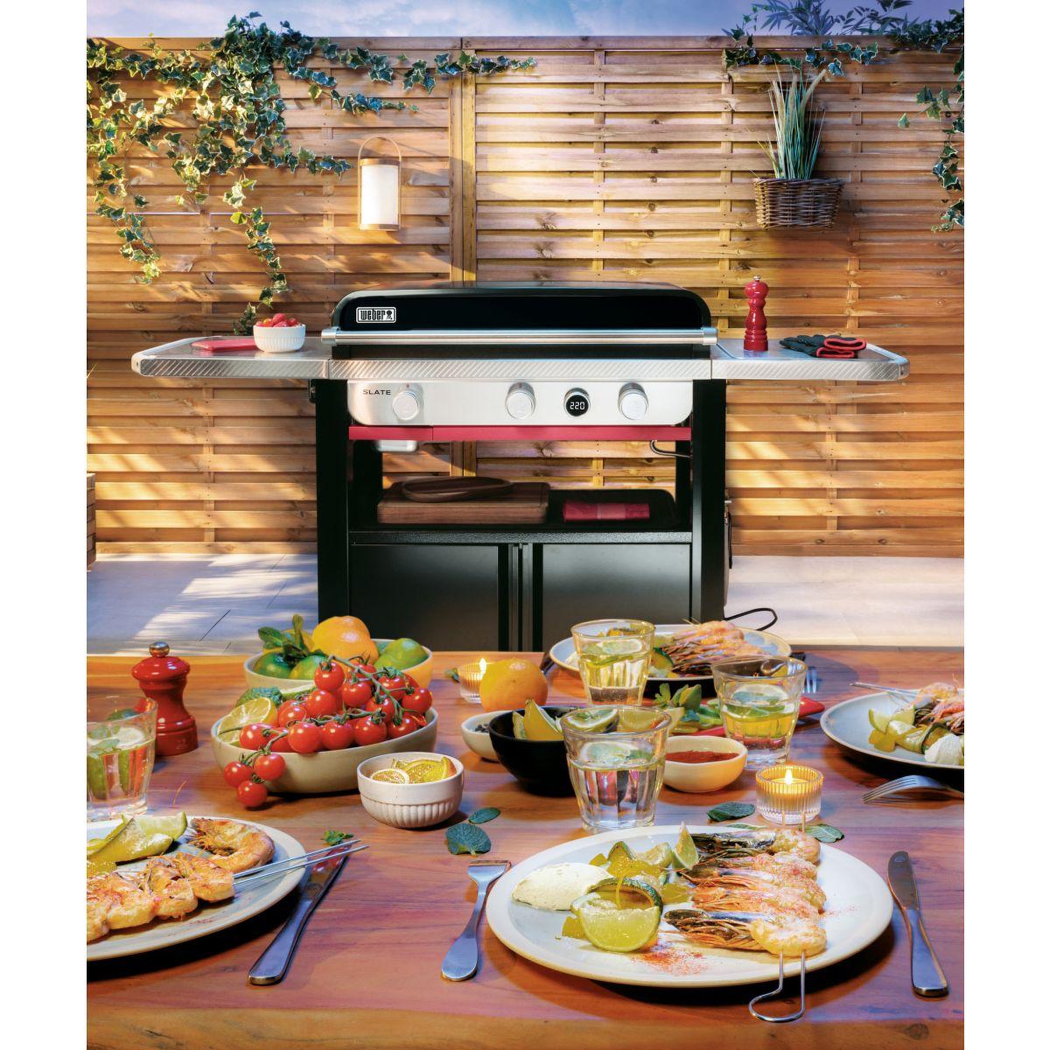 Voir la diapositive 5 : Weber Plancha gaz black 3 brûleurs sur chariot, 76x46 cm