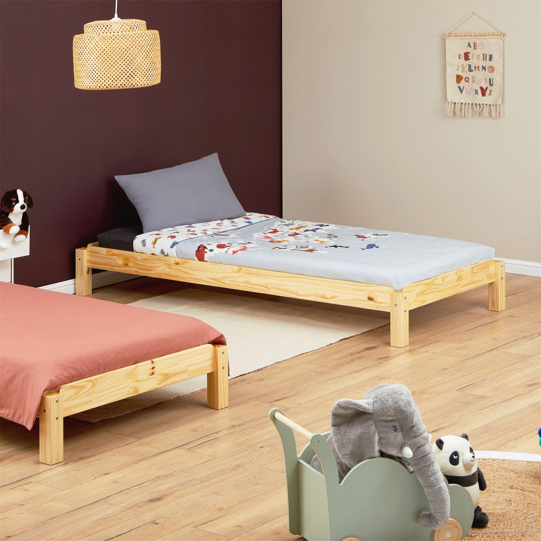 Voir la diapositive 2 : IDIMEX Lot de 2 lits superposables 90x200 cm RINO en pin