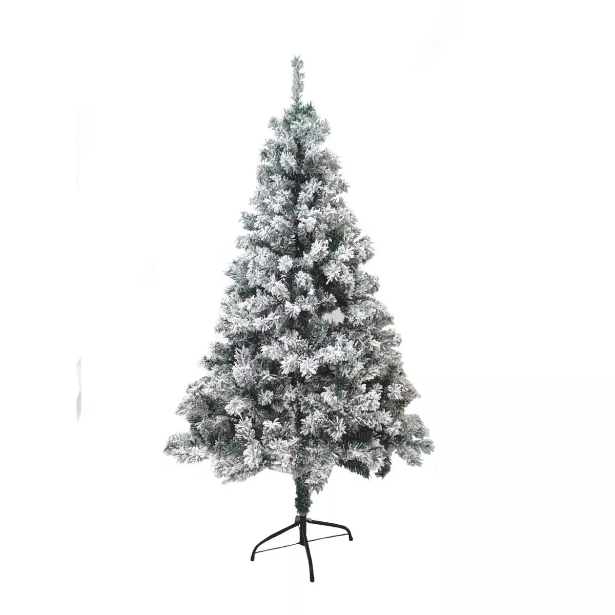 TOILINUX Sapin de Noël Artificiel enneigé Oslo - 650 Branches épaisses - H. 180 cm - Blanc et Vert