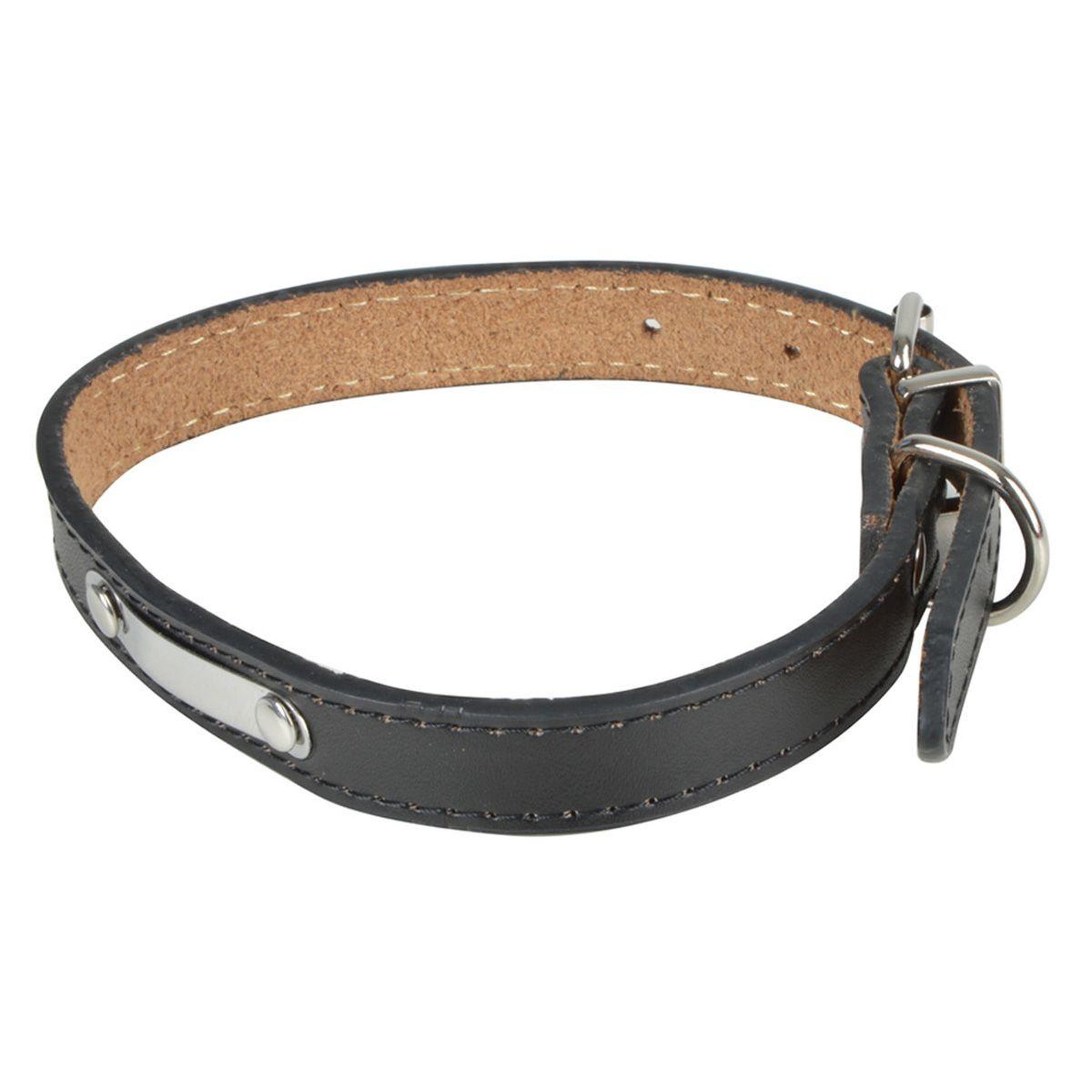 Voir la diapositive 1 : LOVE STORY Collier Pour Chien en Cuir  Plaque  60cm Noir