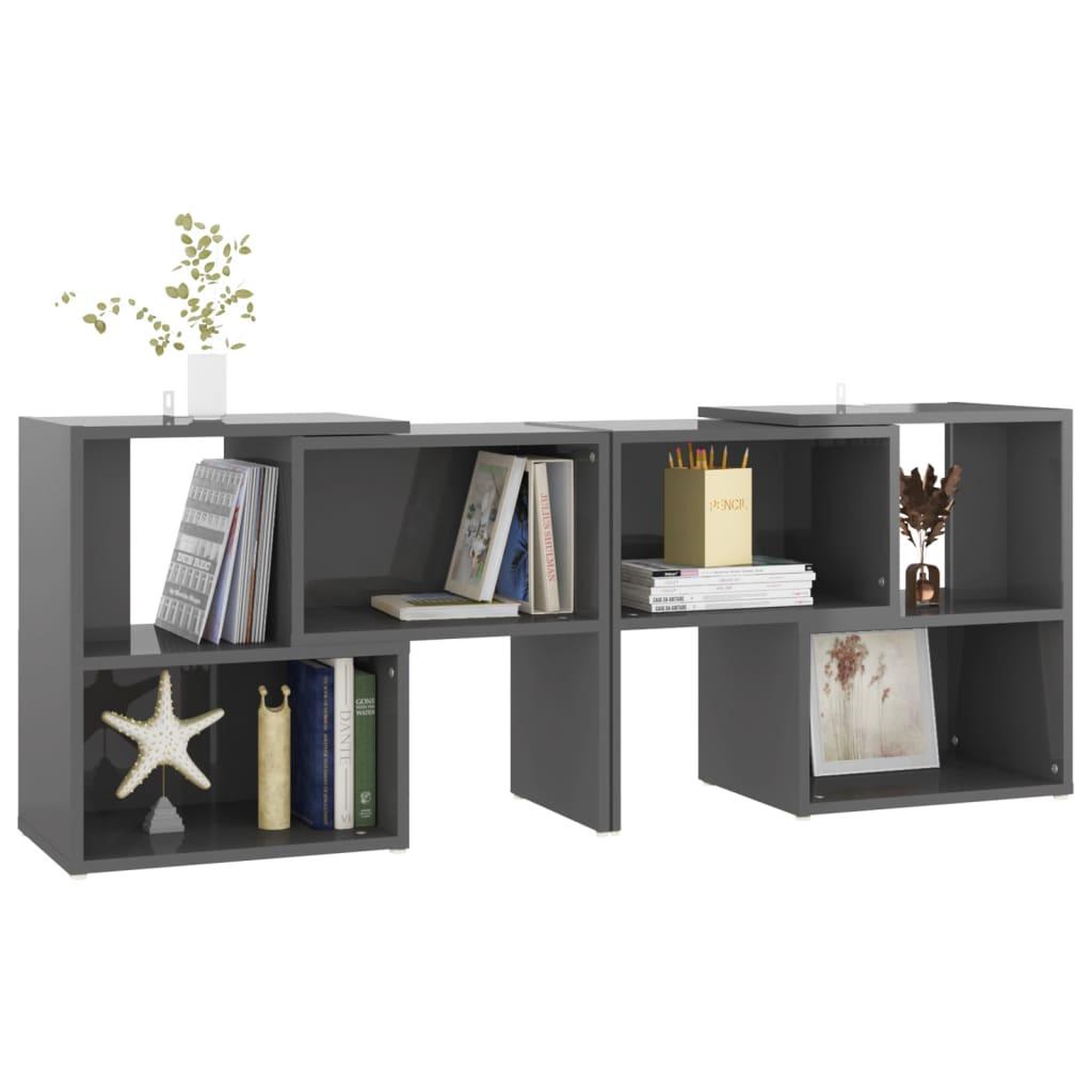Voir la diapositive 5 : VIDAXL Meuble TV Gris brillant 104x30x52 cm Bois d'ingenierie