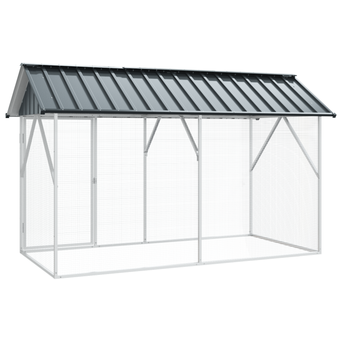 VIDAXL Aviary pour oiseaux Anthracite 112x227x141 cm Acier