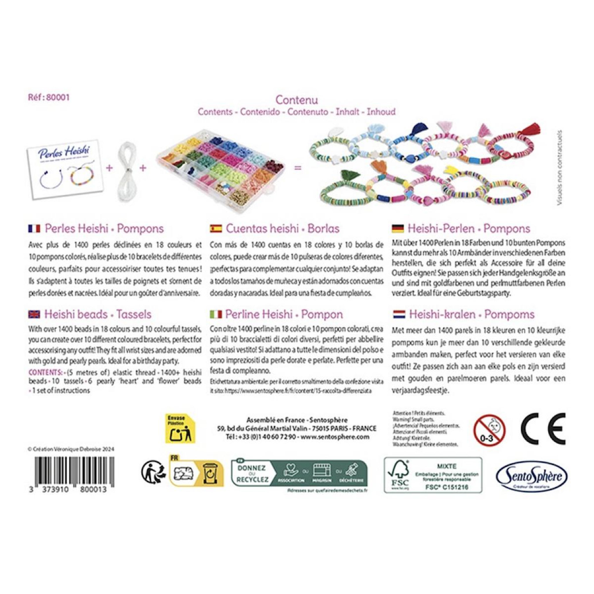 Voir la diapositive 3 : Sentosphere Coffret creatif - Perles Heishi pompons -