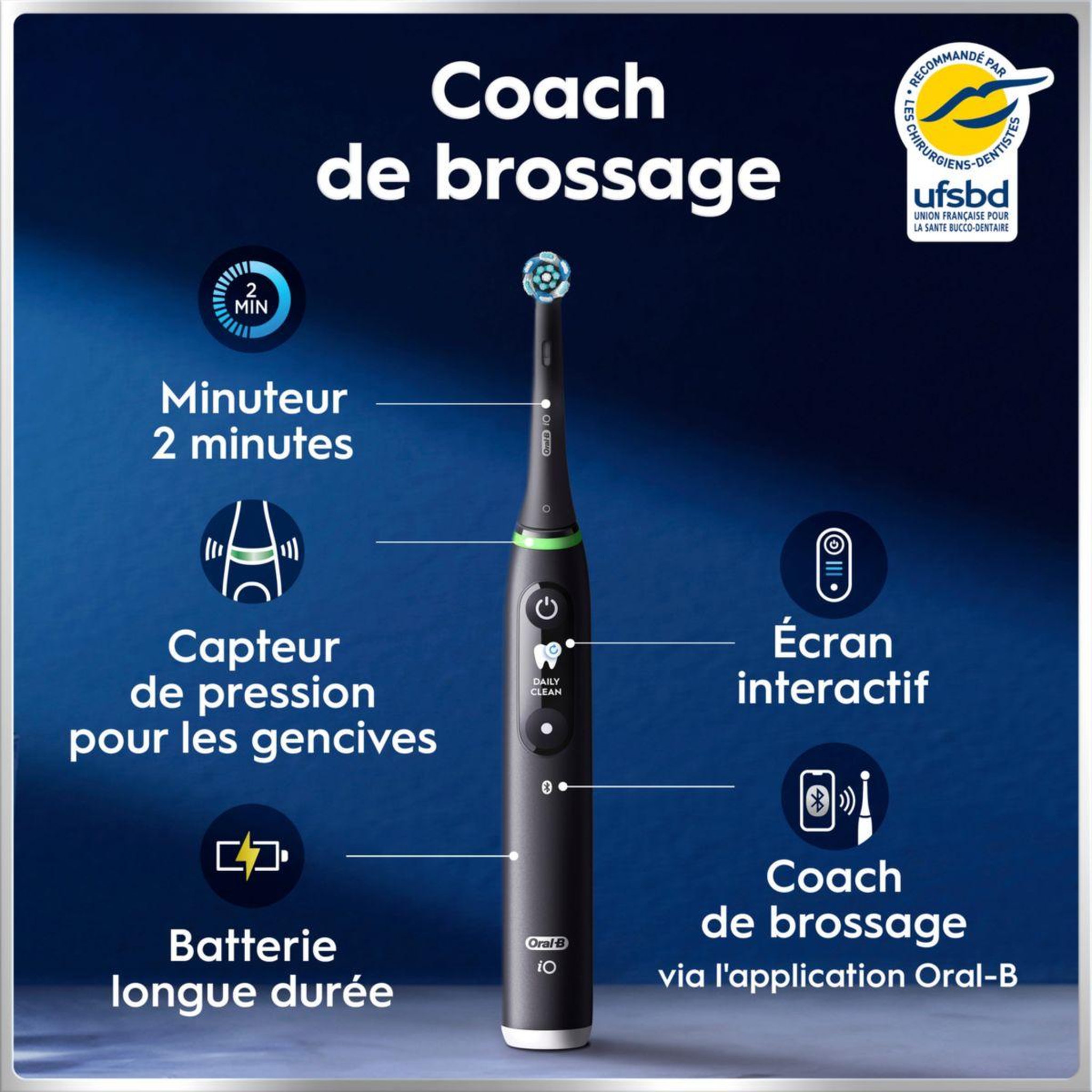 Voir la diapositive 2 : ORAL B Brosse à dents électrique iO6 Noire Luxe Edition