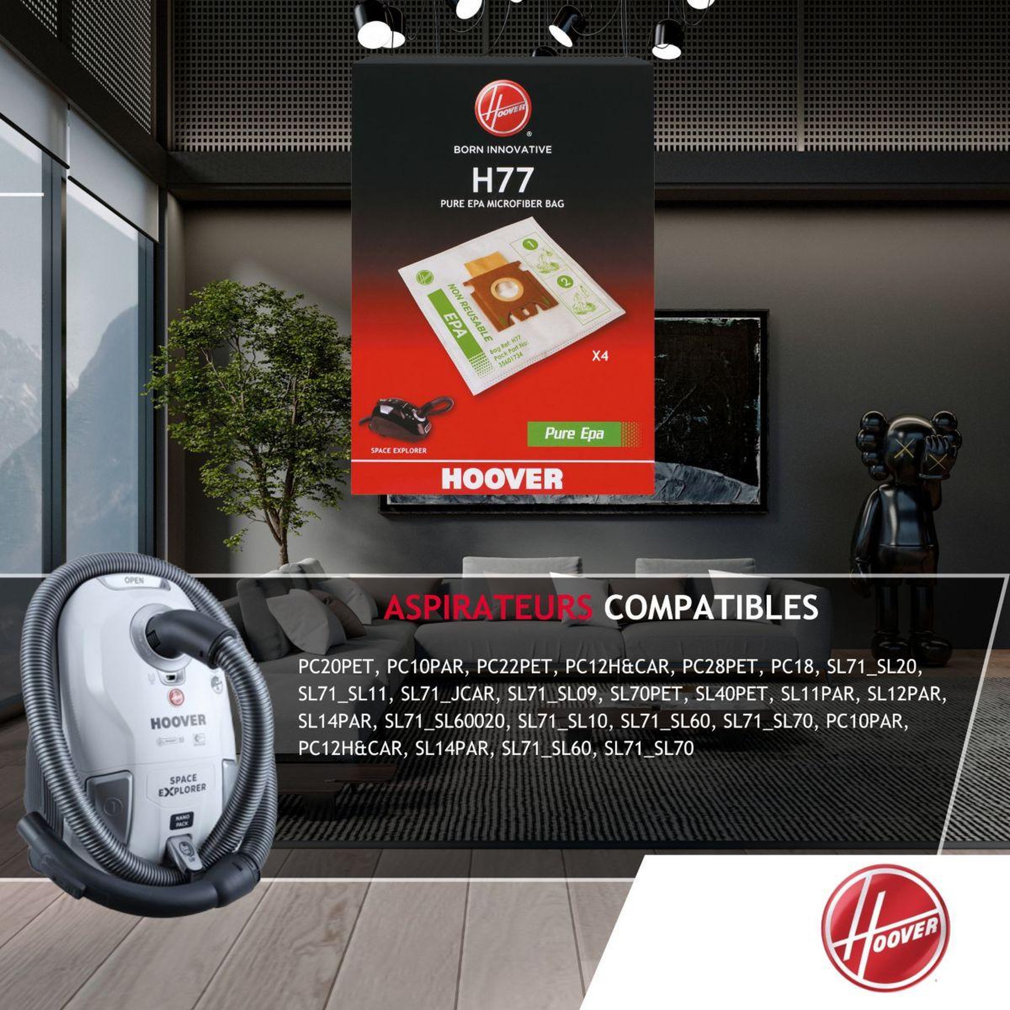Voir la diapositive 4 : HOOVER Sac aspirateur h77 pureepa