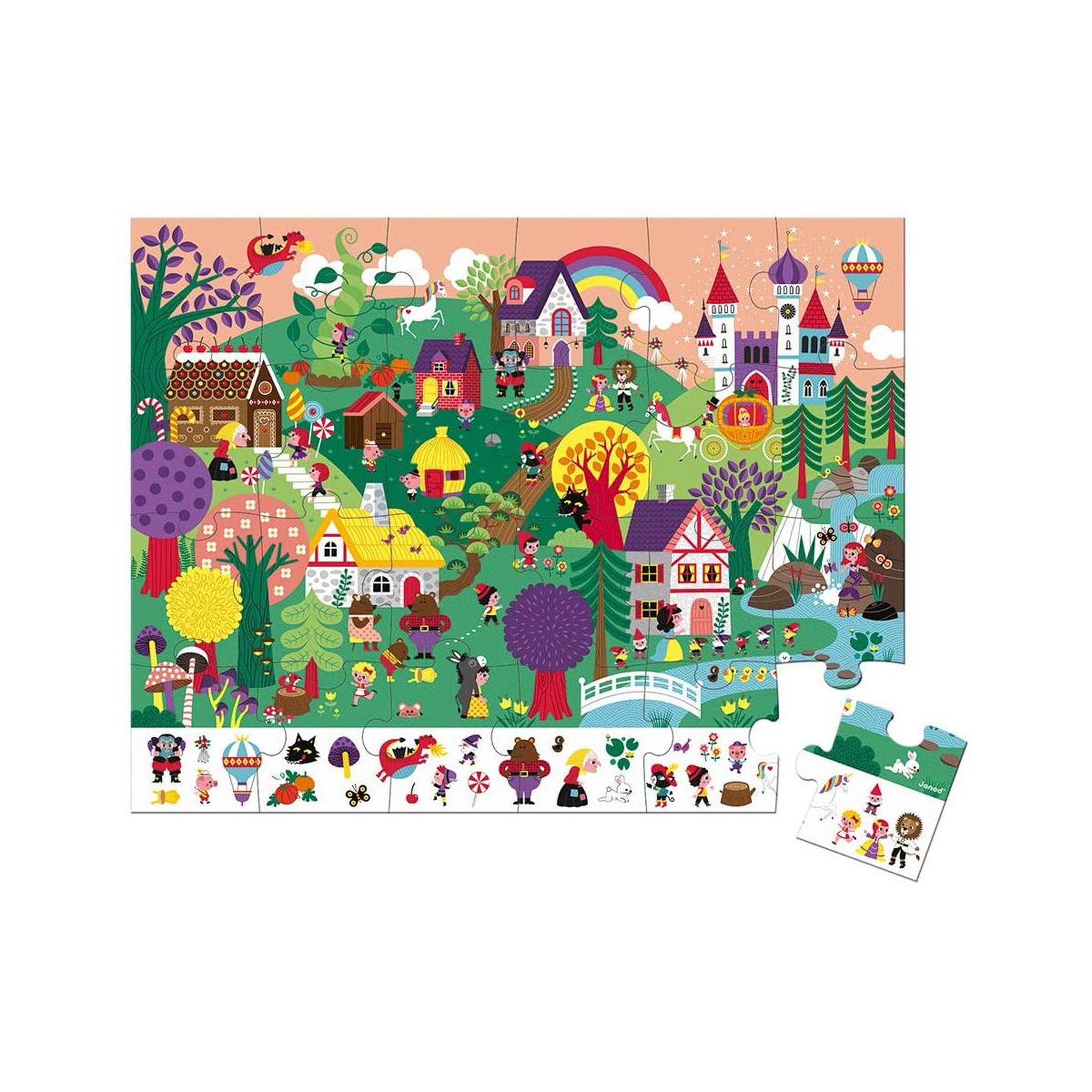 Juratoys-Janod Puzzle d'Observation des Contes - 24 Pièces pour Enfants de 3 Ans et Plus