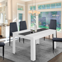 Voir la diapositive 4 : ID MARKET Table à manger extensible rectangle GEORGIA 6-10 personnes blanche et grise 140-220 x 90 cm