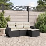 VIDAXL Salon de jardin 4 pcs avec coussins noir resine tressee