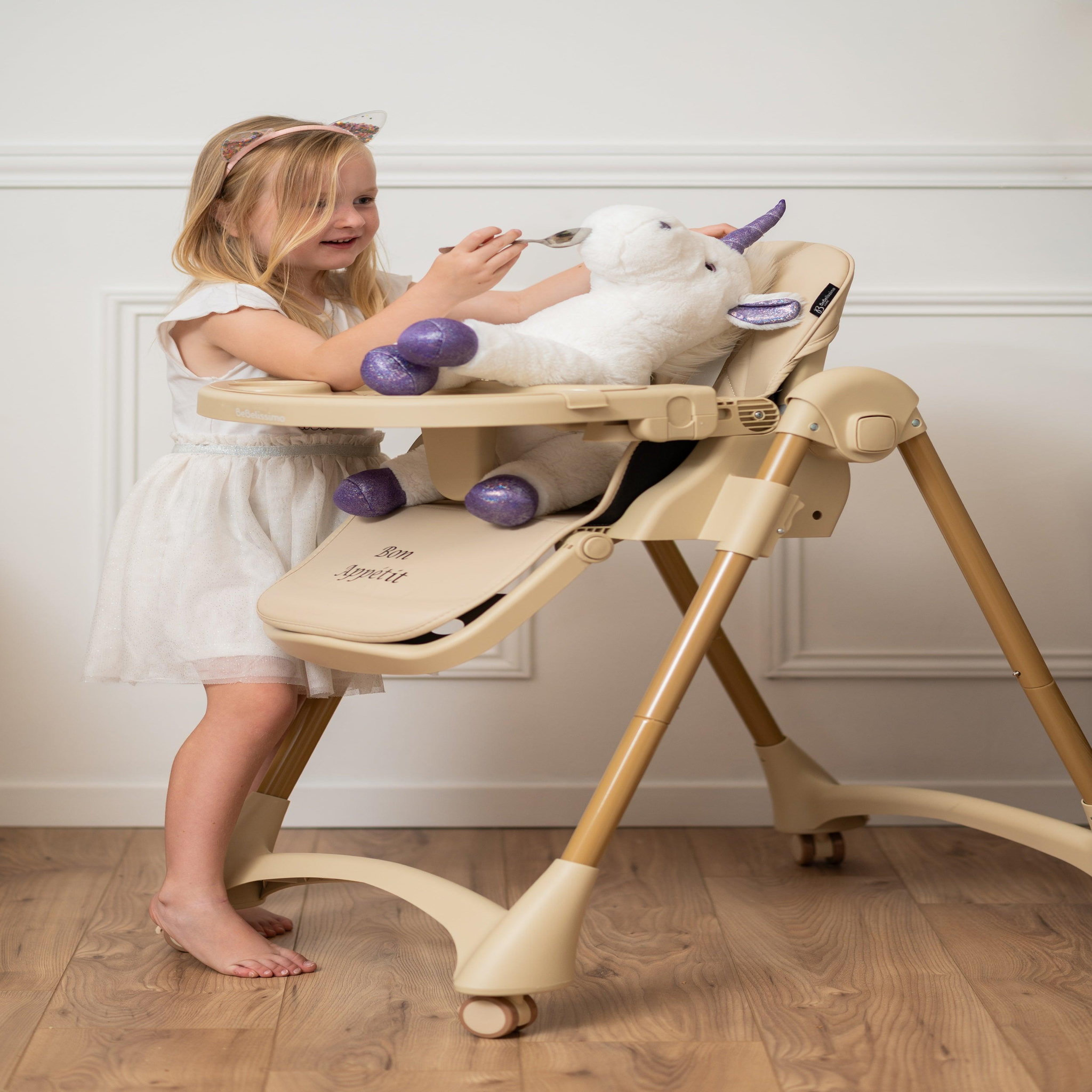Voir la diapositive 5 : BEBELISSIMO Chaise haute évolutive bébé - Pliable - Compacte - Réglable hauteur - De 6 mois à 3 ans (15kg) - gris foncé - Bon Appetit