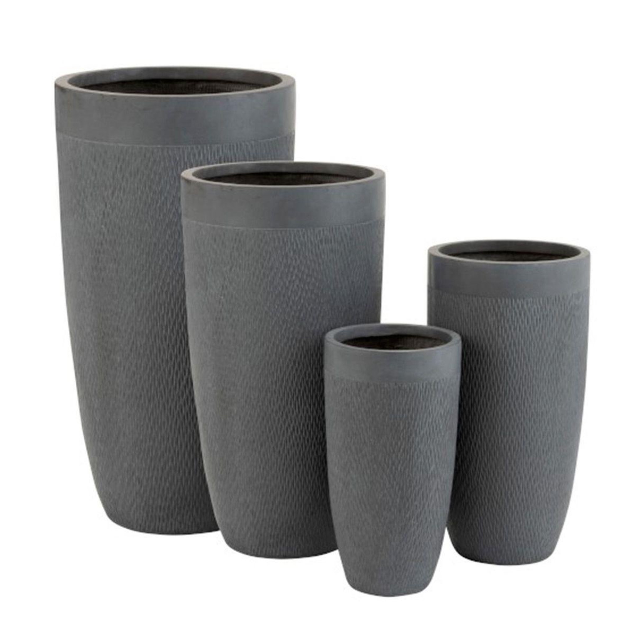 J-LINE Lot de 4 Vases Design en Argile  Neda  96cm Gris