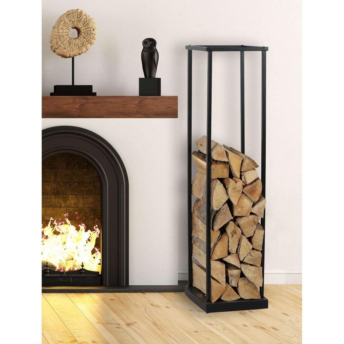 DIVERS Porte buches vertical en métal - Noir