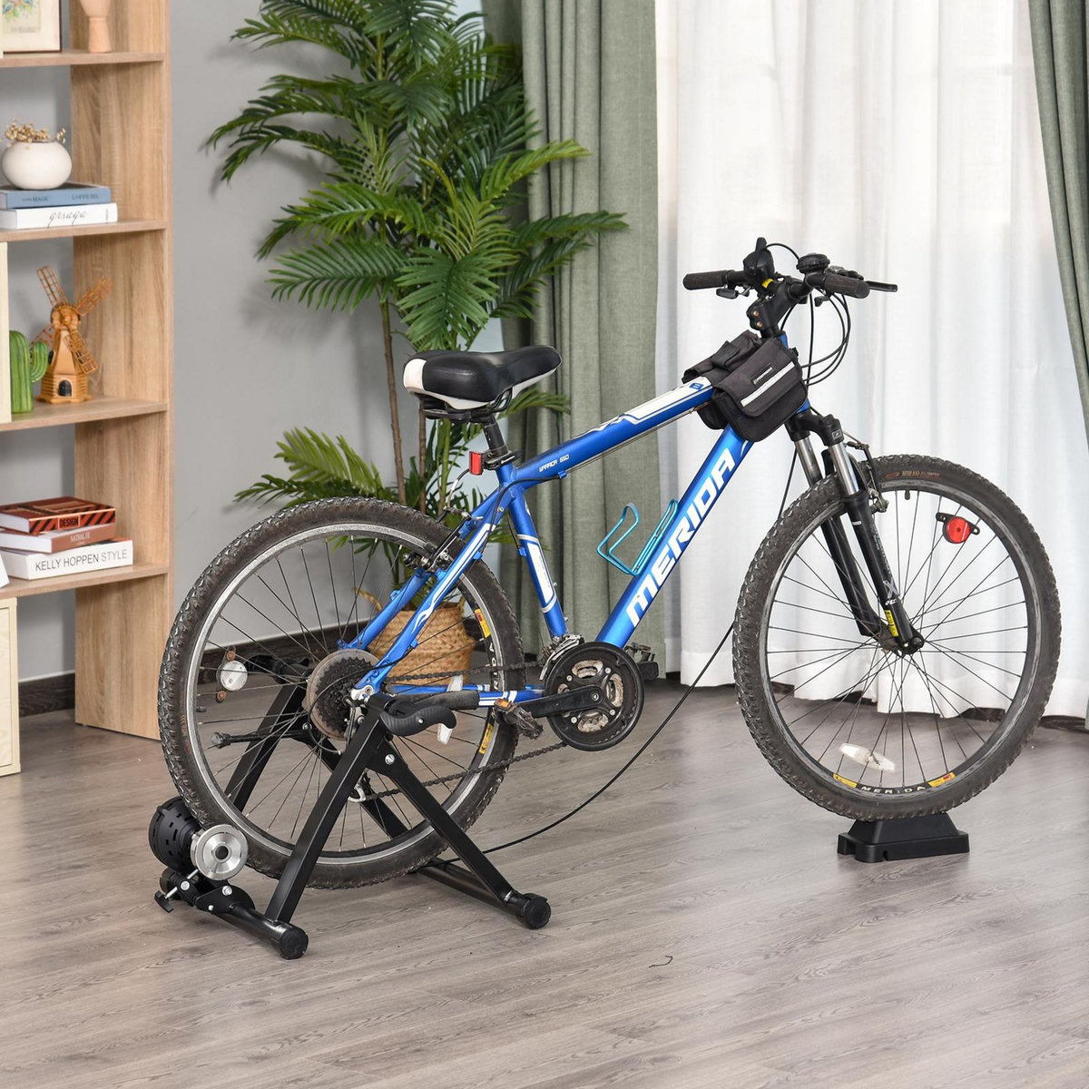 HOMCOM Home trainer pour vélo support entraînement vélo VTT trainer magnétique pliable 5 niveaux de résistance réglable noir