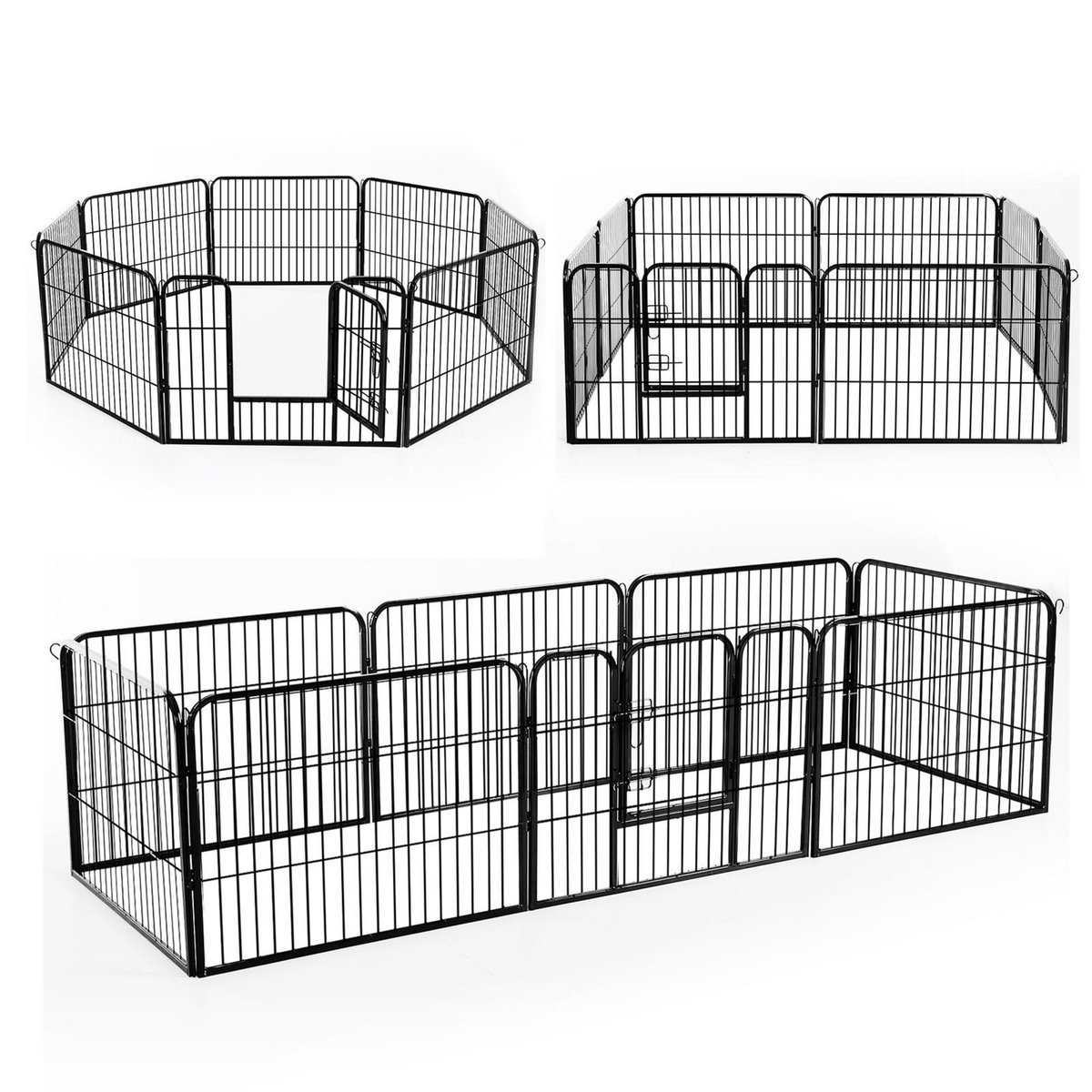 HOMCOM Luxe parc enclos modulable acier 8 panneaux et 1 porte pour chiens  80L x 60H cm noir