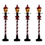 FEERIC LIGHT & CHRISTMAS Lot de 4 Lampadaires à Led  Village  10cm Rouge