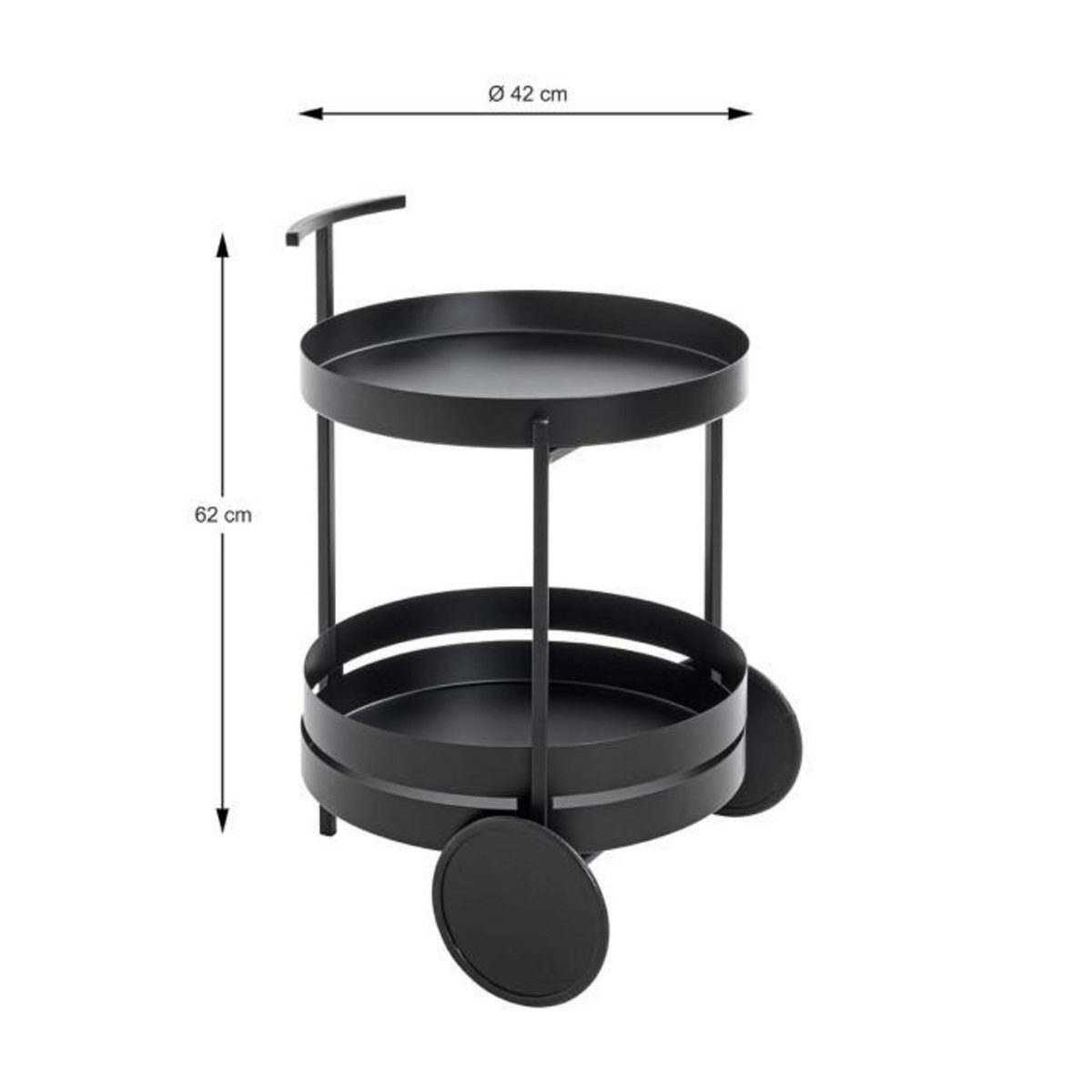 Paris Prix Desserte de Cuisine Ronde  Postres  62cm Noir