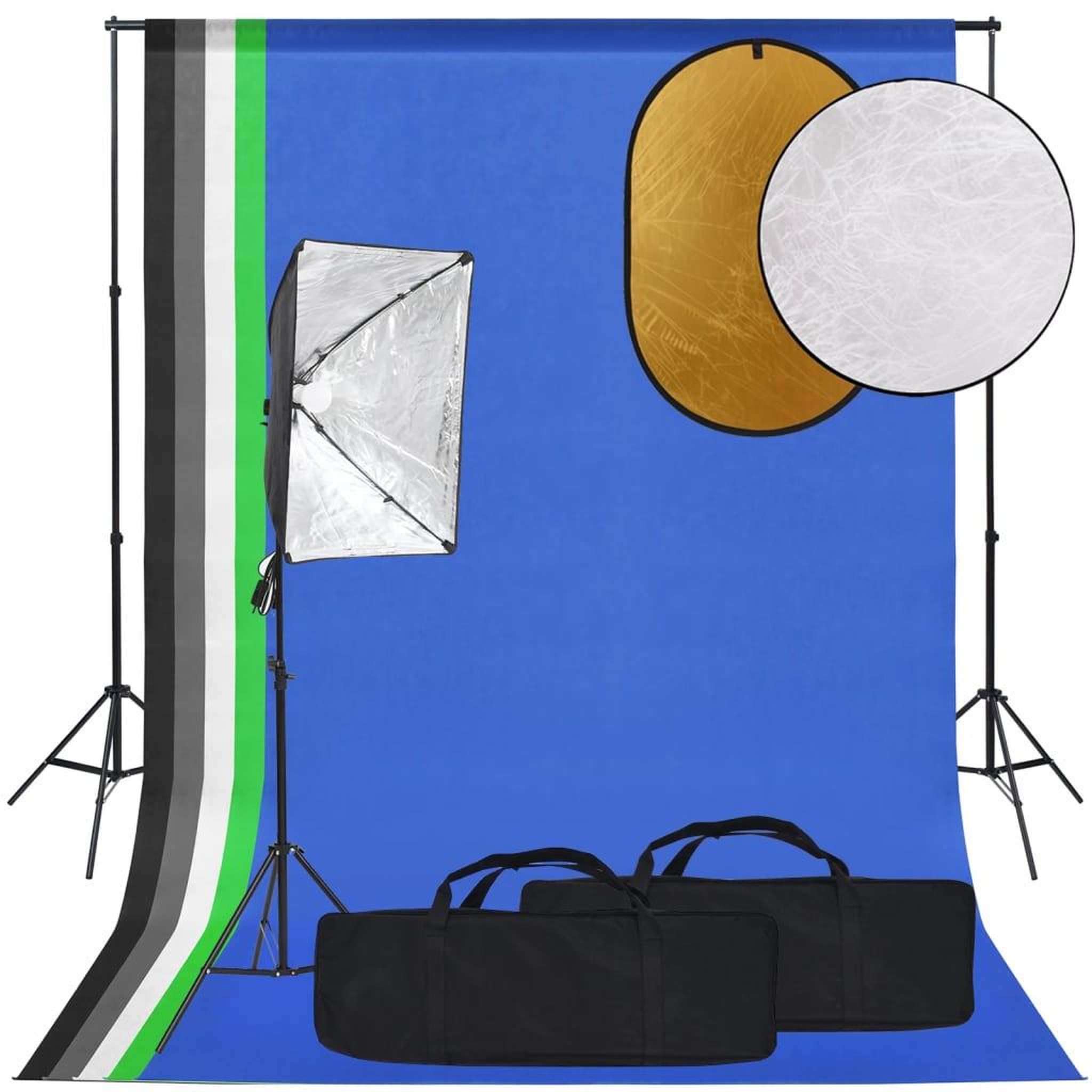 VIDAXL Kit de studio photo boîte a lumiere toile de fond et reflecteur