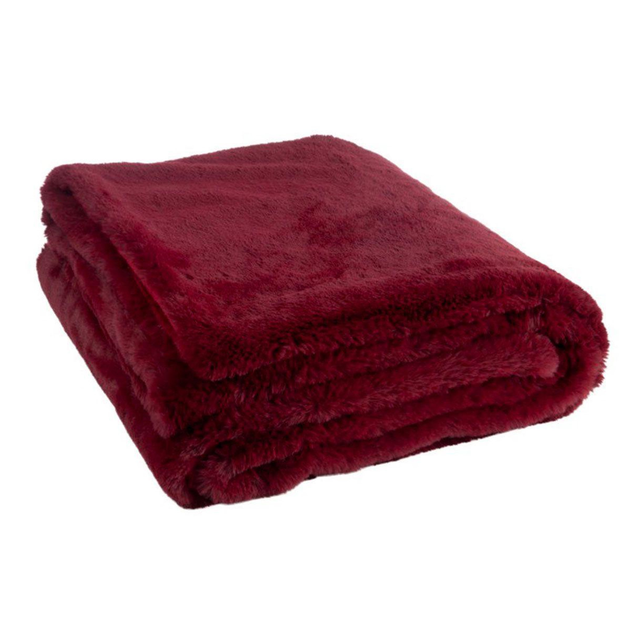 J-LINE Plaid imitation fourrure  cutie  130x180cm bordeaux