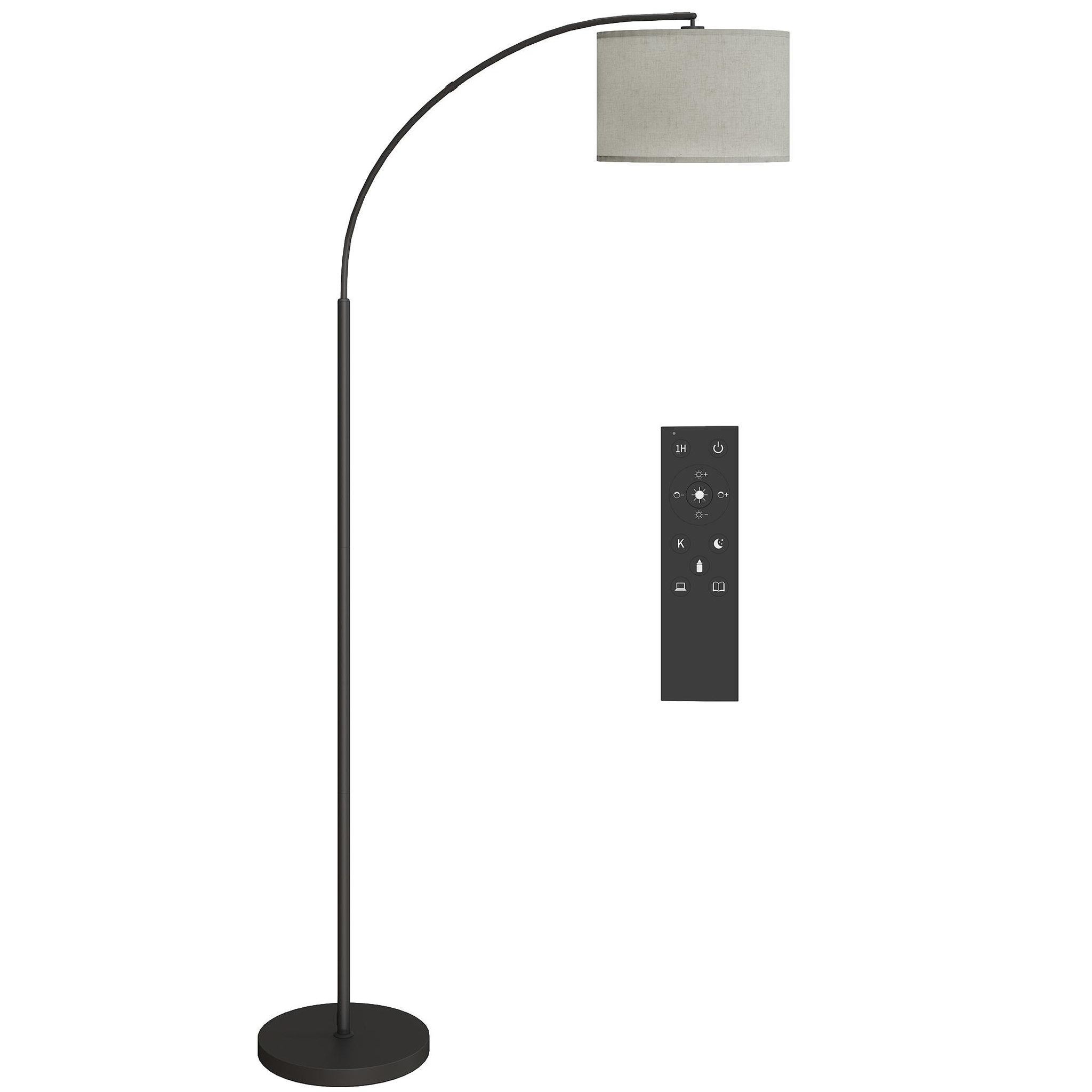 HOMCOM Lampadaire led dimmable h.180 cm avec télécommande abat-jour réglable 11 température couleurs et niveaux de luminosité noir