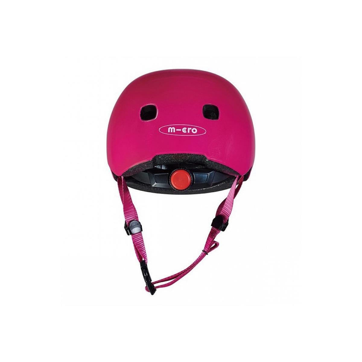 Micro Casque Velo et Trottinette Framboise brillant boucle magnetique lumiere LED Taille M