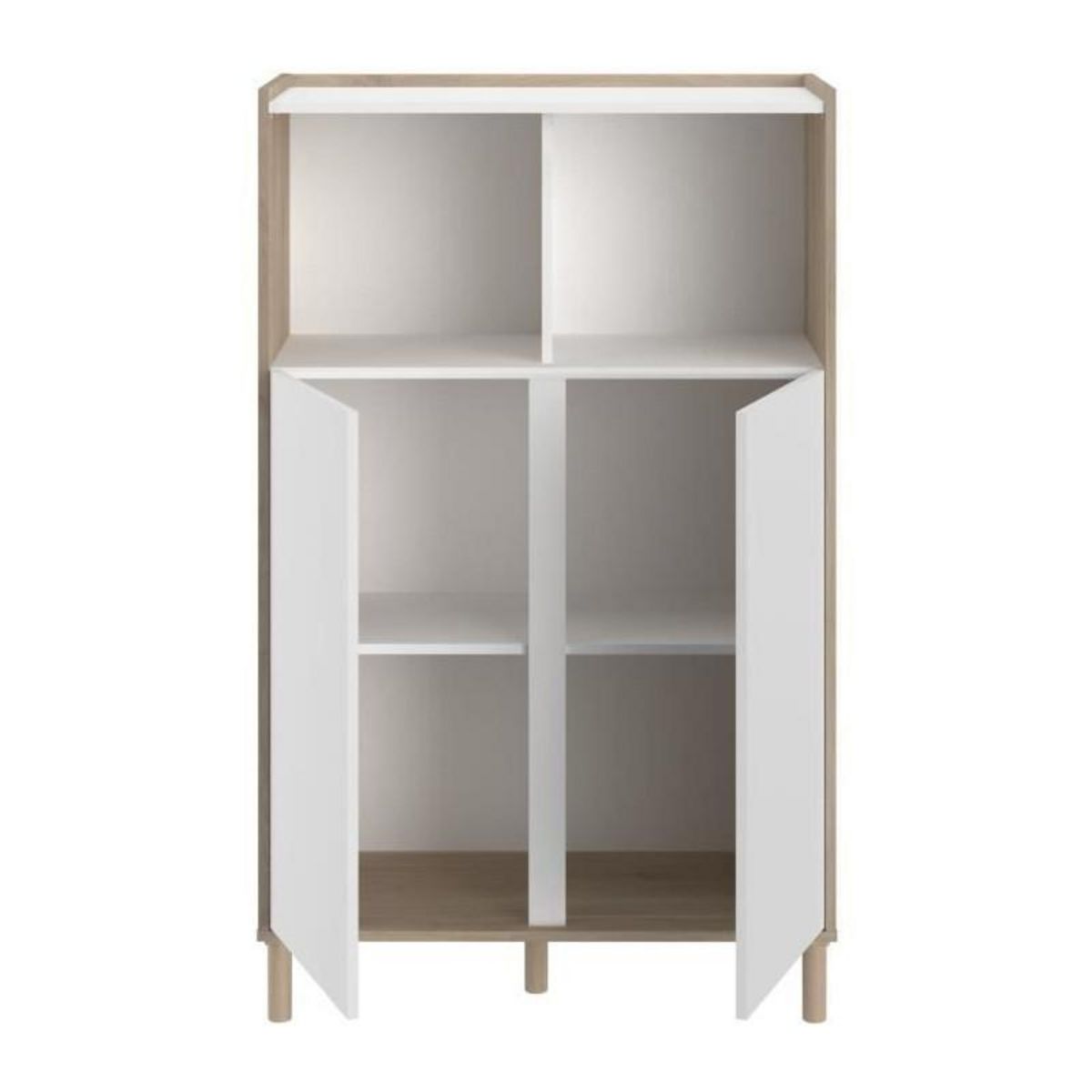 PARISOT Bahut haut - MORPHOS - Décor blanc / Chene - 2 portes - PARISOT