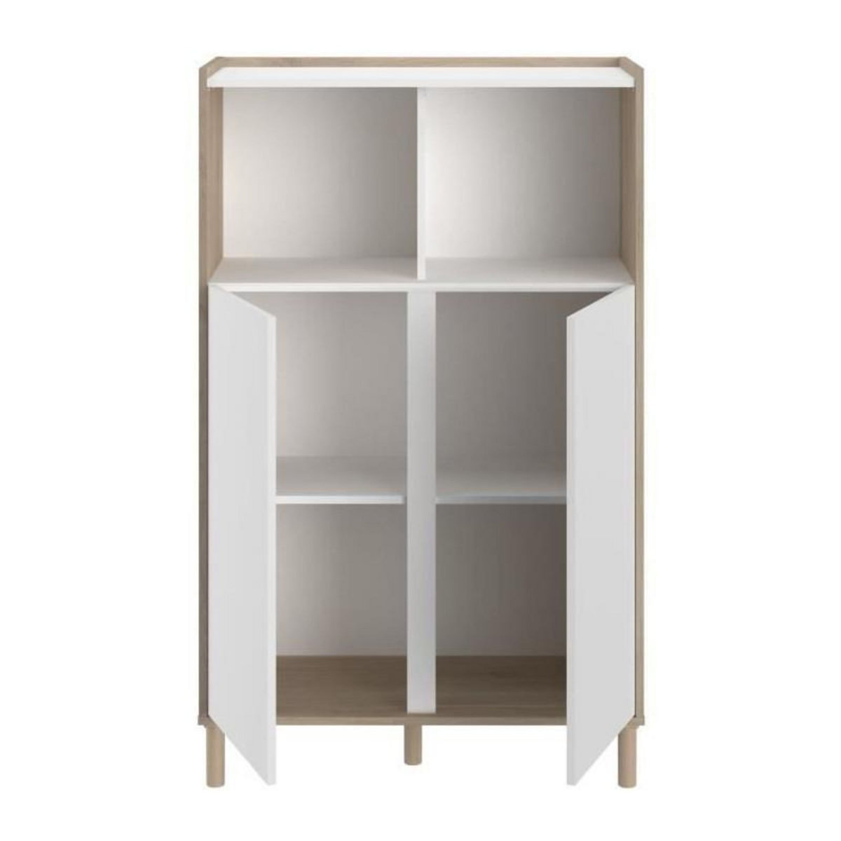 PARISOT Bahut haut - MORPHOS - Décor blanc / Chene - 2 portes - PARISOT