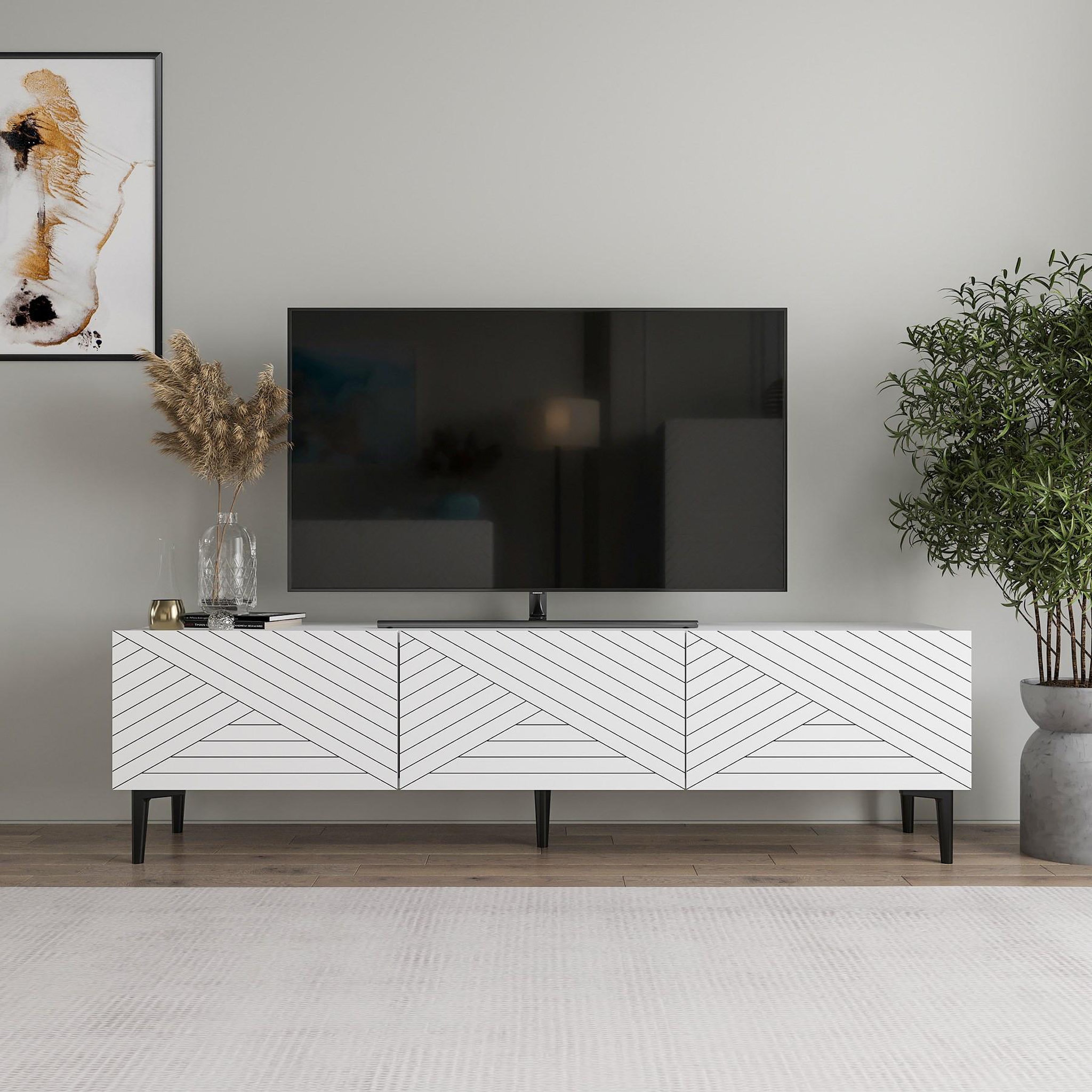 Voir la diapositive 2 : Habitat et Jardin Meuble tv en bois  felix  - 160 x 31 x 44 cm - blanc