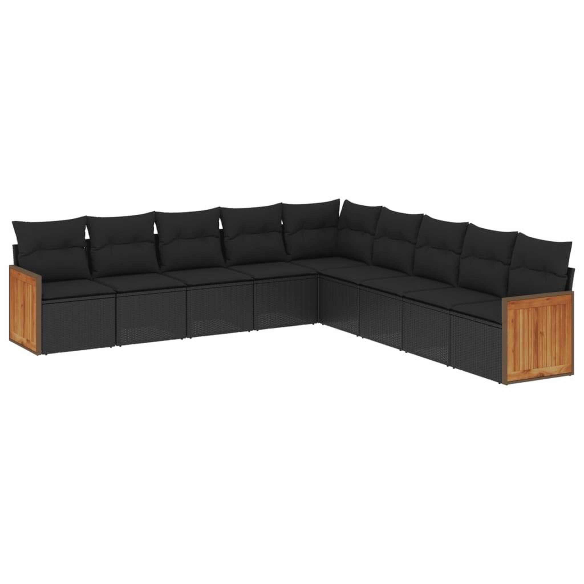 Voir la diapositive 2 : VIDAXL Salon de jardin 9 pcs avec coussins noir resine tressee