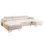Voir la diapositive 6 : BEST MOBILIER Ayden - canapé panoramique en u 7 places convertible avec coffre et têtières réglables en tissu