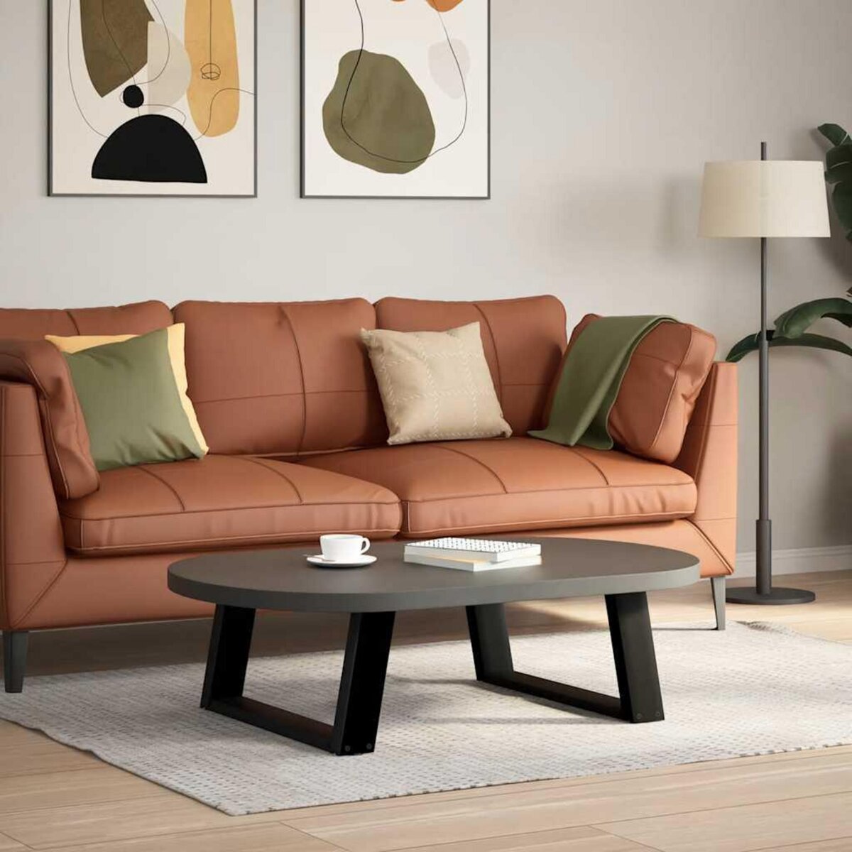 VIDAXL Pieds de table basse forme de U 2 pcs noir 60x(30-31) cm acier