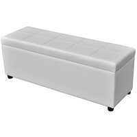 Banc de rangement TRIENT meuble bas coffre et 3 caisses de rangement, en  MDF et bois de paulownia blanc/naturel - Banc - Salon - Meuble