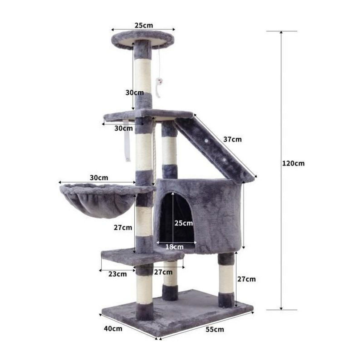 GENERIQUE Arbre a chat MARIE - 40x55x120cm - Gris