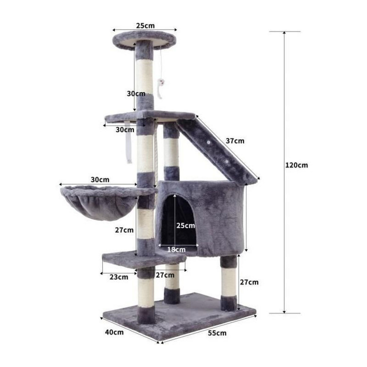 GENERIQUE Arbre a chat MARIE - 40x55x120cm - Gris
