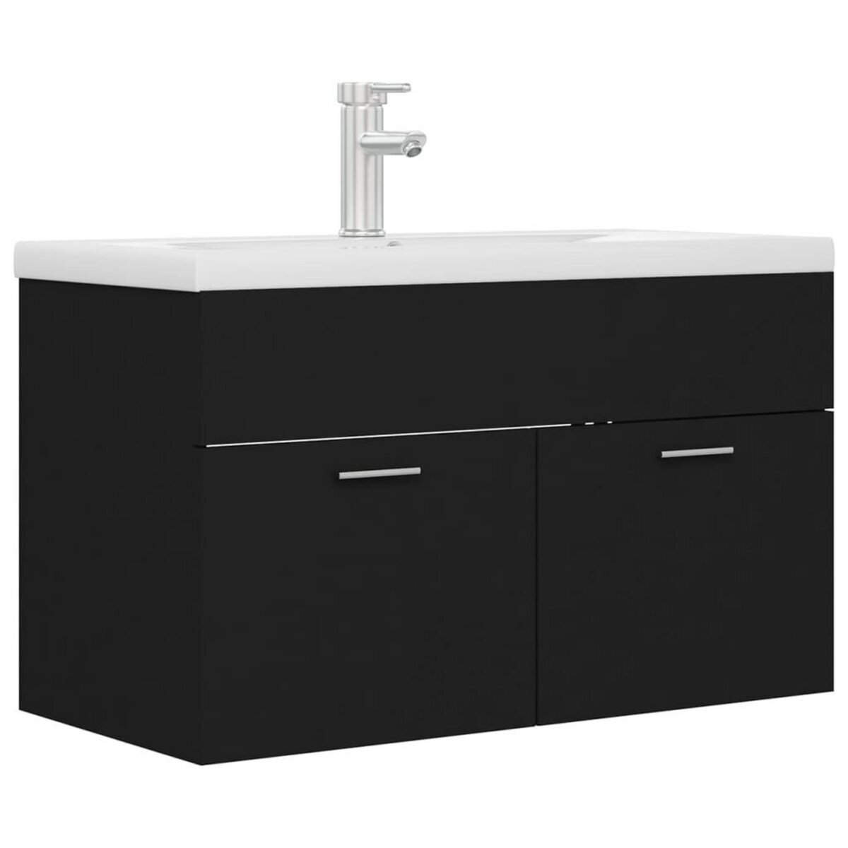 VIDAXL Armoire d'evier avec lavabo integre Noir Agglomere