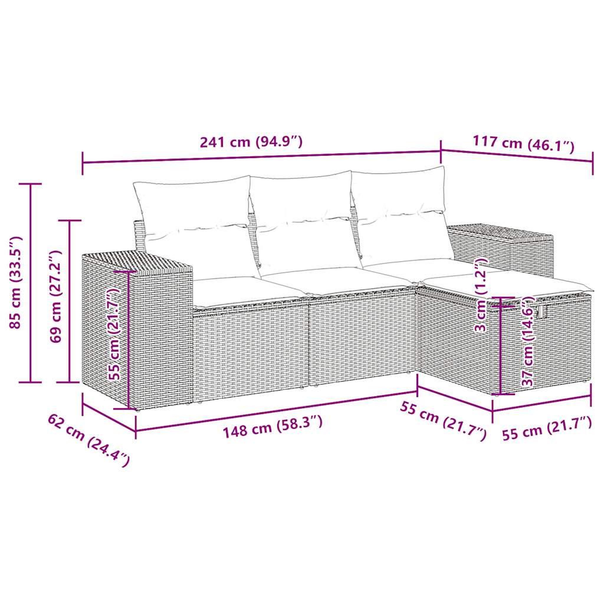 Voir la diapositive 6 : VIDAXL Salon de jardin 4 pcs avec coussins noir resine tressee