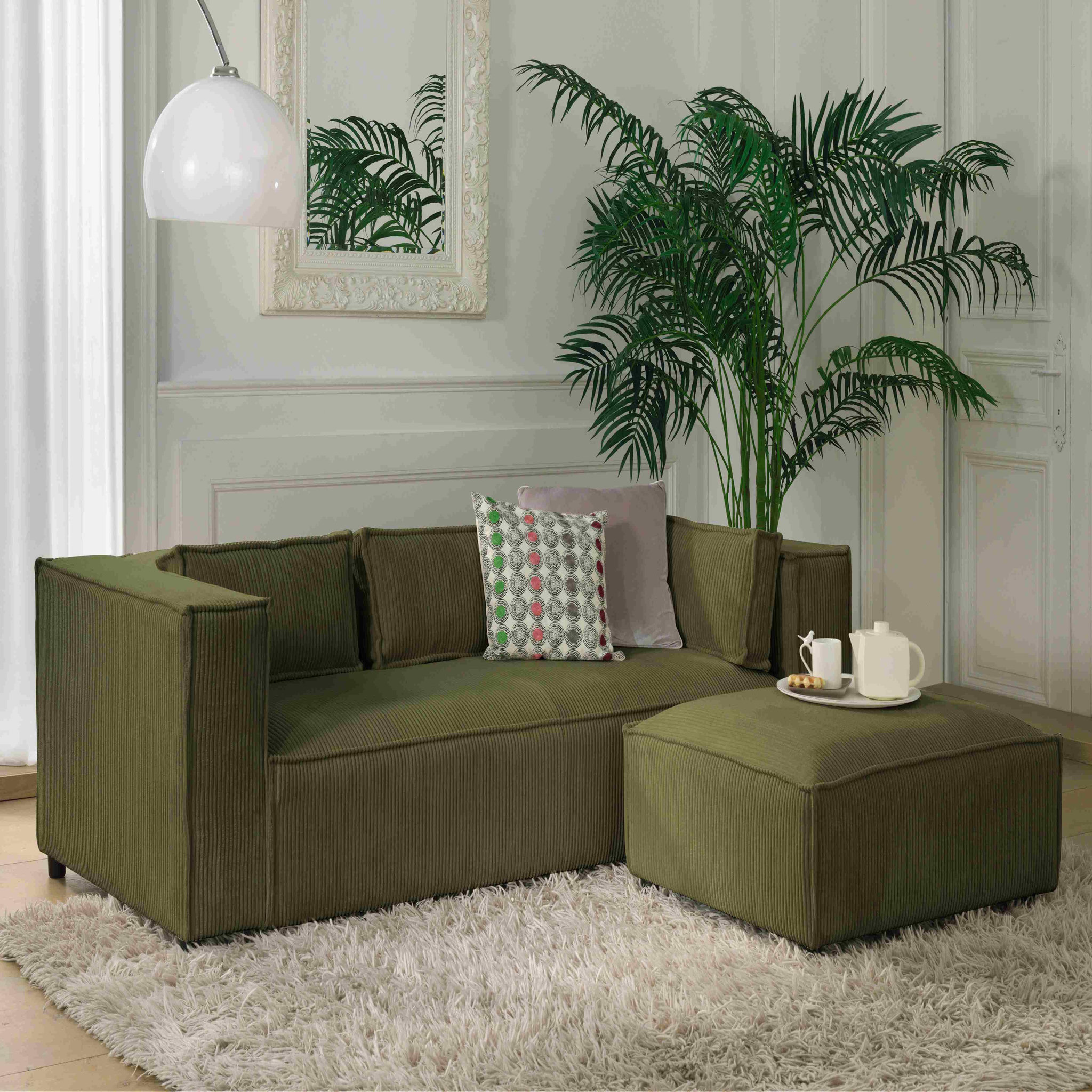 Voir la diapositive 5 : LISA DESIGN Stella - canapé fixe 3 places - en velours côtelé - style contemporain