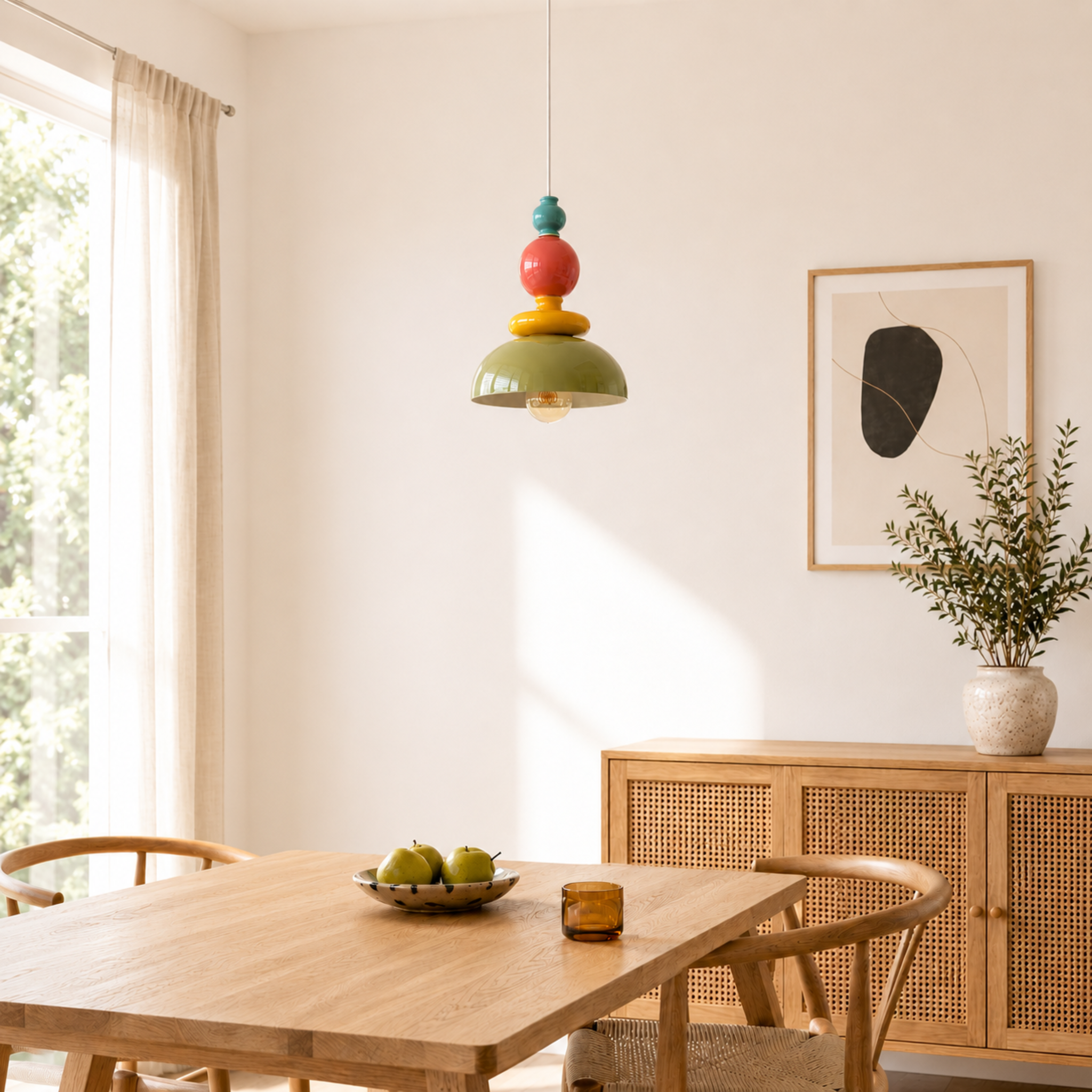 Voir la diapositive 5 : MAISON PAVANE Suspension en céramique multicolore D23,3 cm-Pili