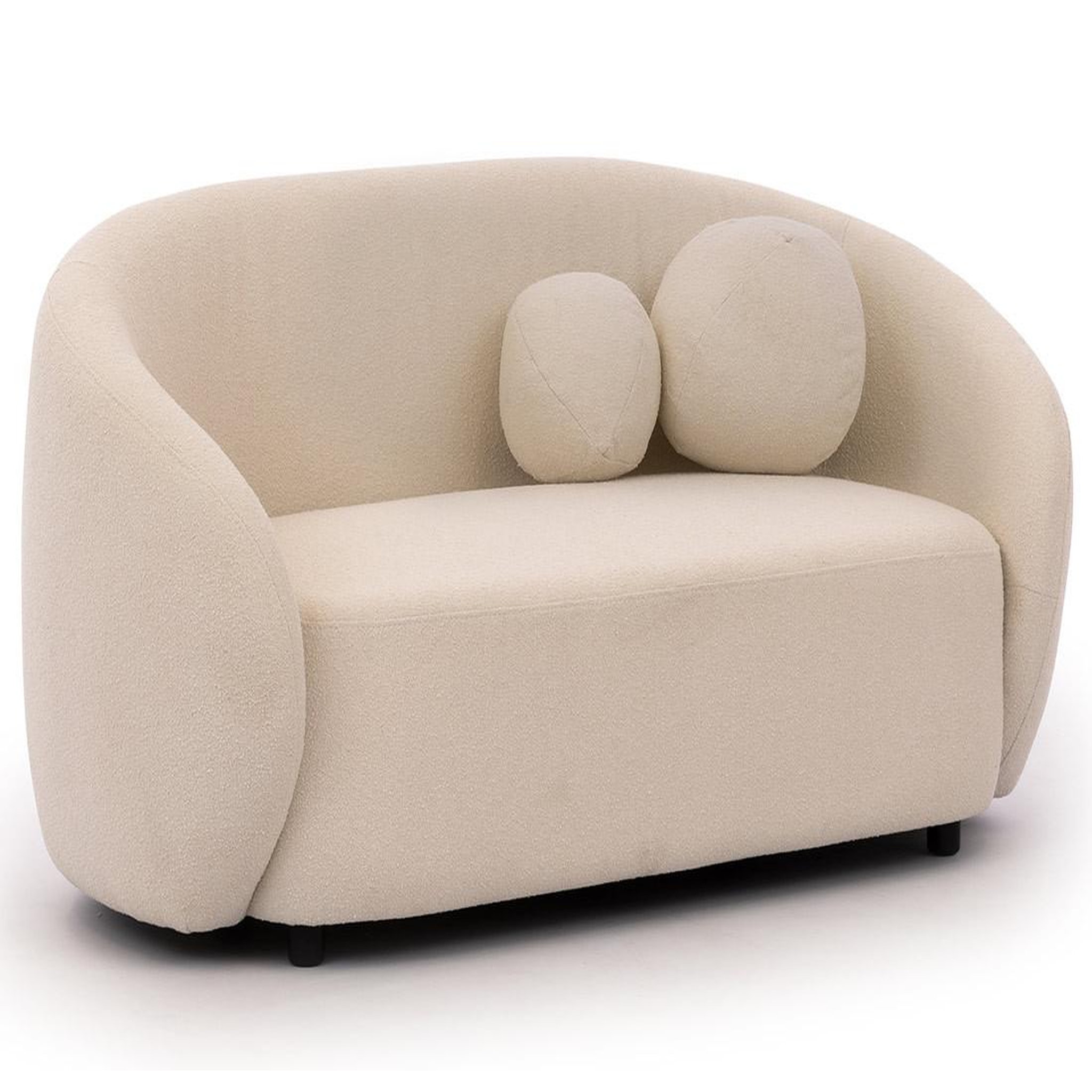 Voir la diapositive 1 : BEST MOBILIER Flore - canapé droit 2 places en tissu bouclette