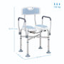 Voir la diapositive 3 : HOMCOM Tabouret de douche avec siège rembourrée et accoudoirs, chaise de douche, tabouret de bain, hauteur réglable 83-91,5 cm, cadre en aluminium et pieds antidérapants, bleu