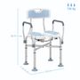 Voir la diapositive 3 : HOMCOM Tabouret de douche avec siège rembourrée et accoudoirs, chaise de douche, tabouret de bain, hauteur réglable 83-91,5 cm, cadre en aluminium et pieds antidérapants, bleu