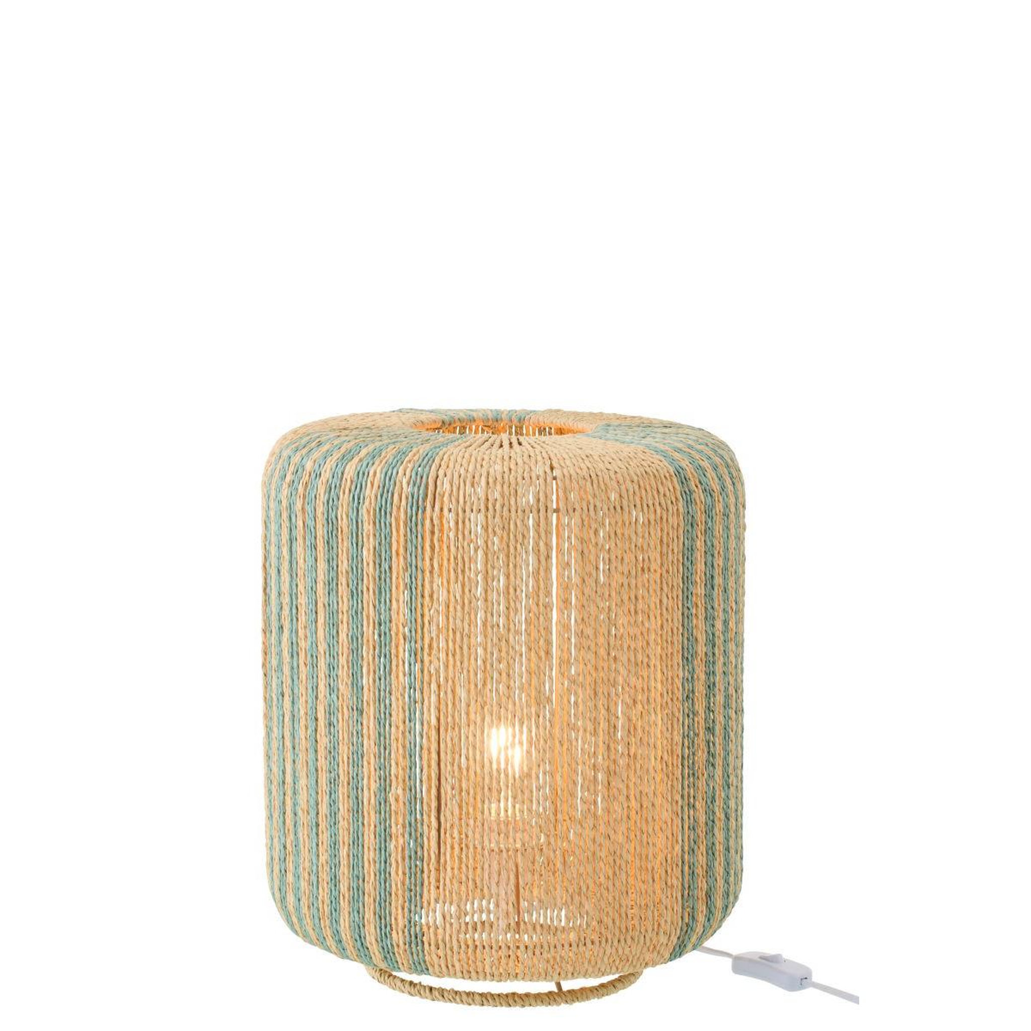 Voir la diapositive 2 : J-LINE Lampe à poser corde  chase  39cm turquoise & naturel