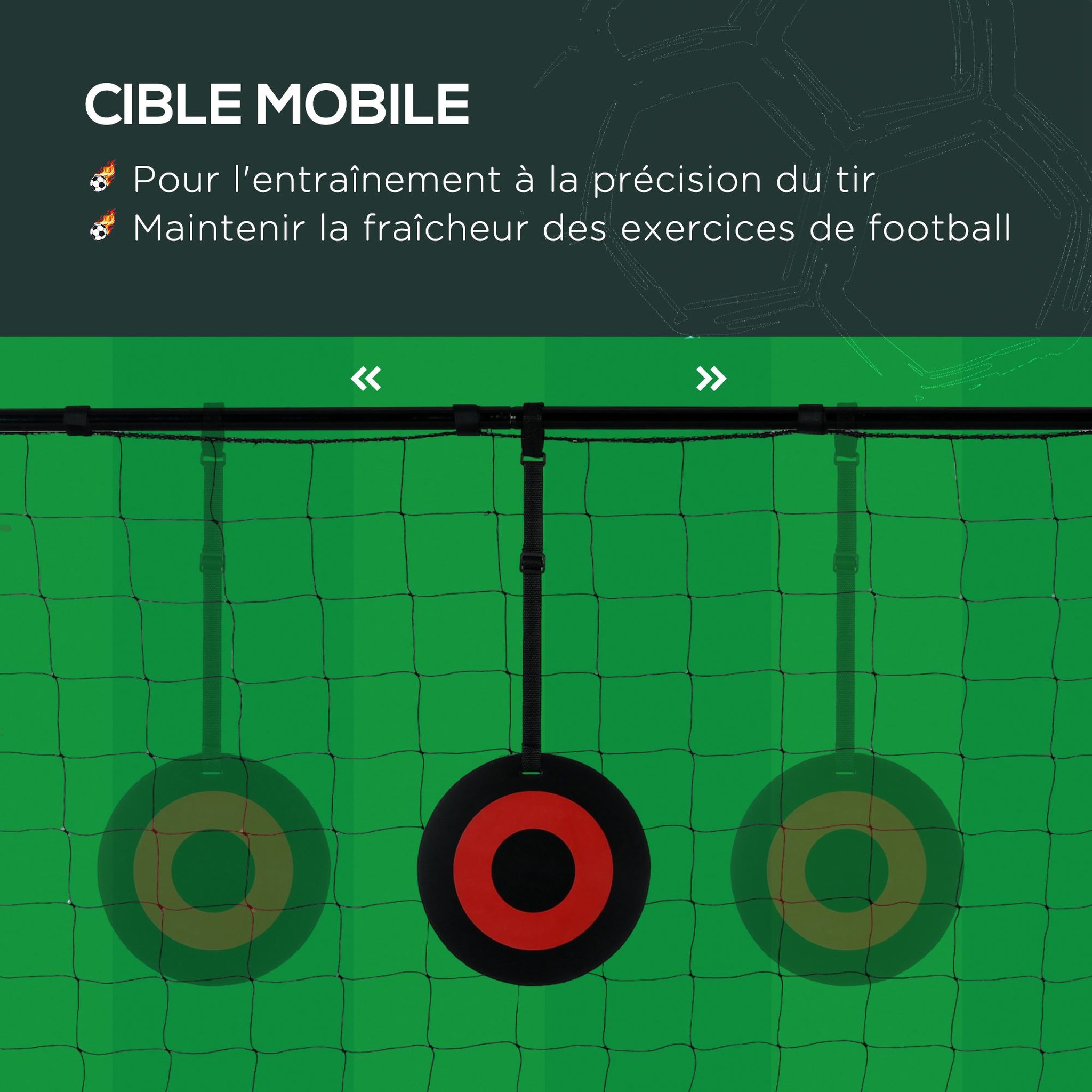 Voir la diapositive 5 : HOMCOM But de football cage de foot but futsal avec cible - dim. 213l x 150l x 100h cm - acier pe noir