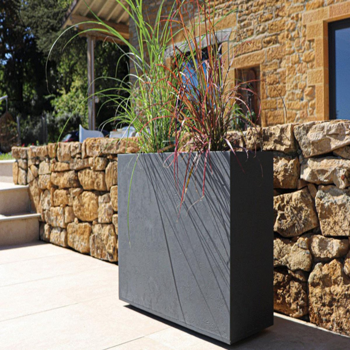 Eda Jardinière rectangulaire Loft L Basalt Décor Béton 46 L - Gris anthracite - Eda