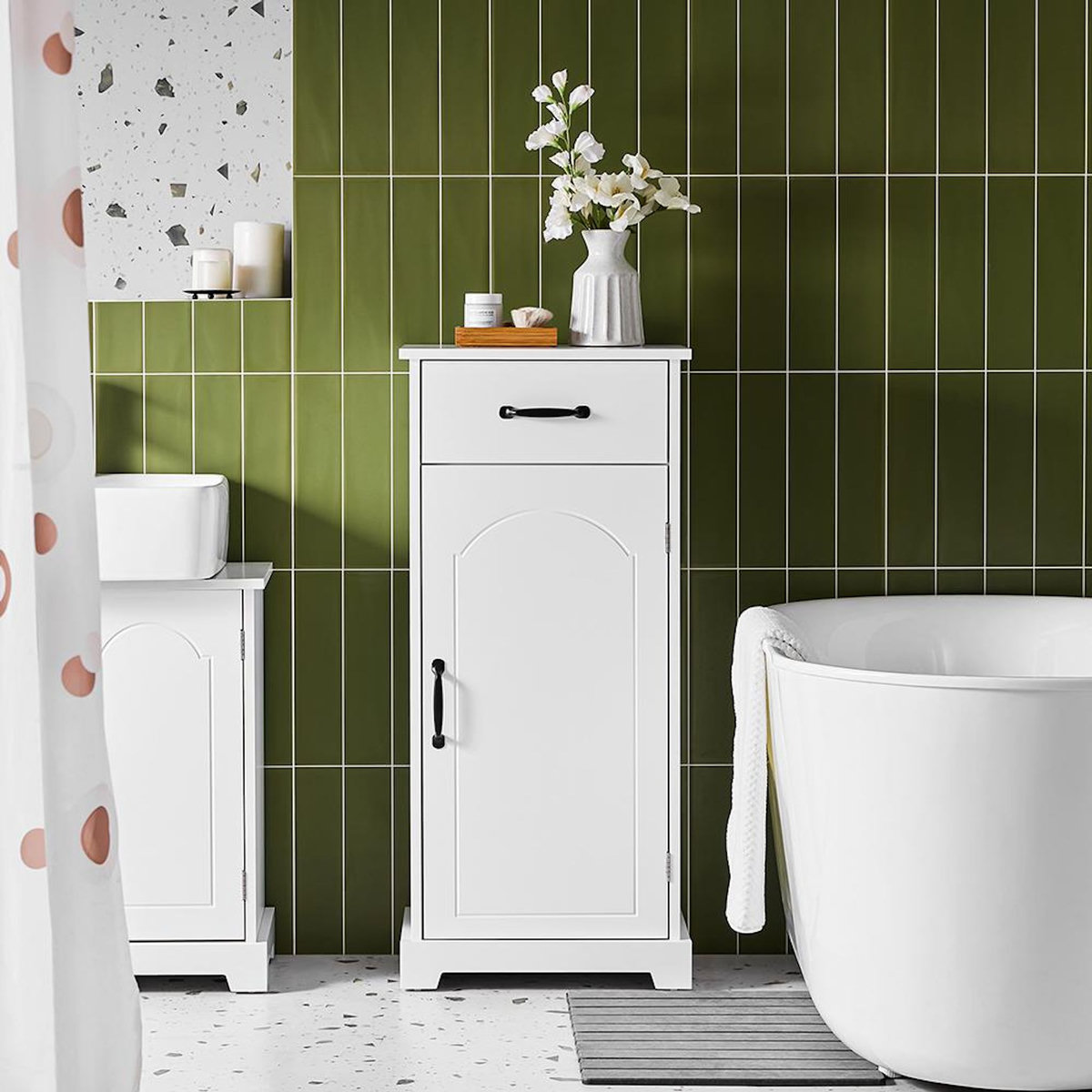 SOBUY SoBuy - Meuble de salle de bain bas avec un tiroir - Blanc - 42x30x93cm - Classique - BZR207-W