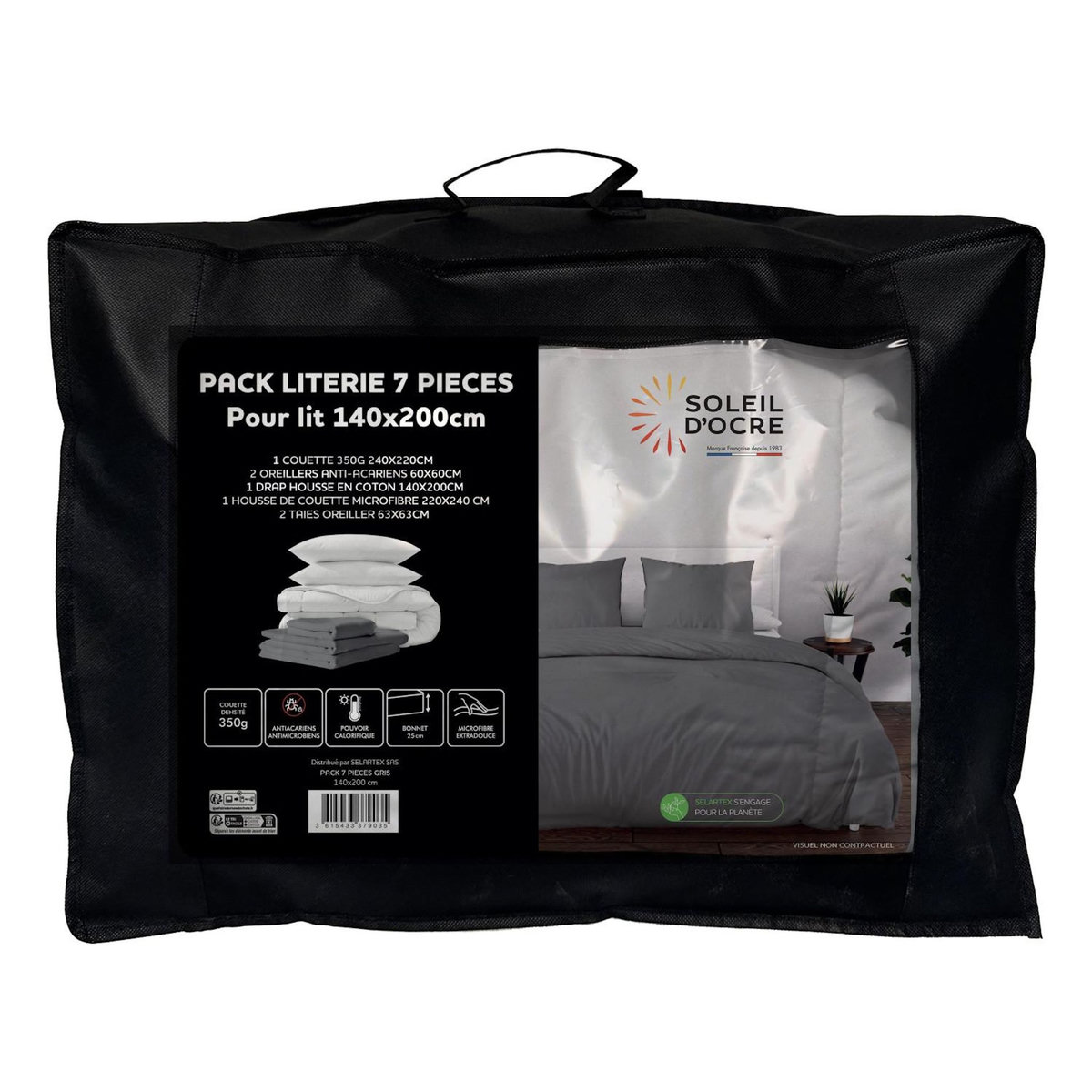 SOLEIL D'OCRE Ensemble couette et parure 7 Pièces BOHEME pour lit en 140x200 cm, par Soleil d'ocre