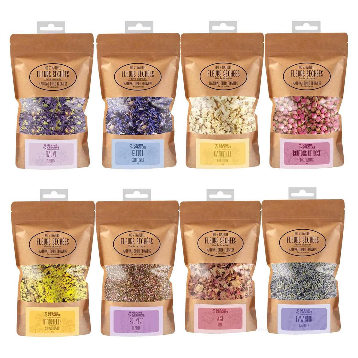 Graine créative 8 bouquets de fleurs séchées décoratives 10 g