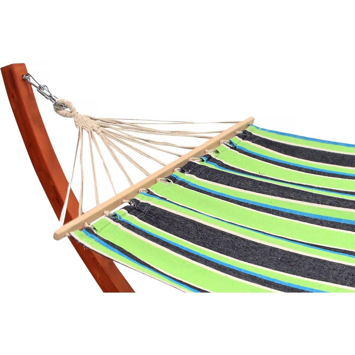 Habitat et Jardin Hamac bois avec toile en coton  Dallas  - 3 m - Vert mélangé